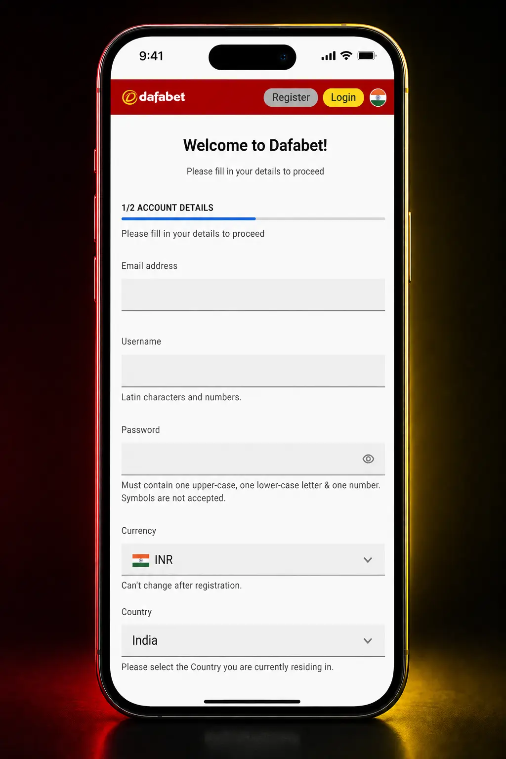 Step-by-step guide to sign up, deposit, and place horse racing bets on Dafabet via mobile screenshot