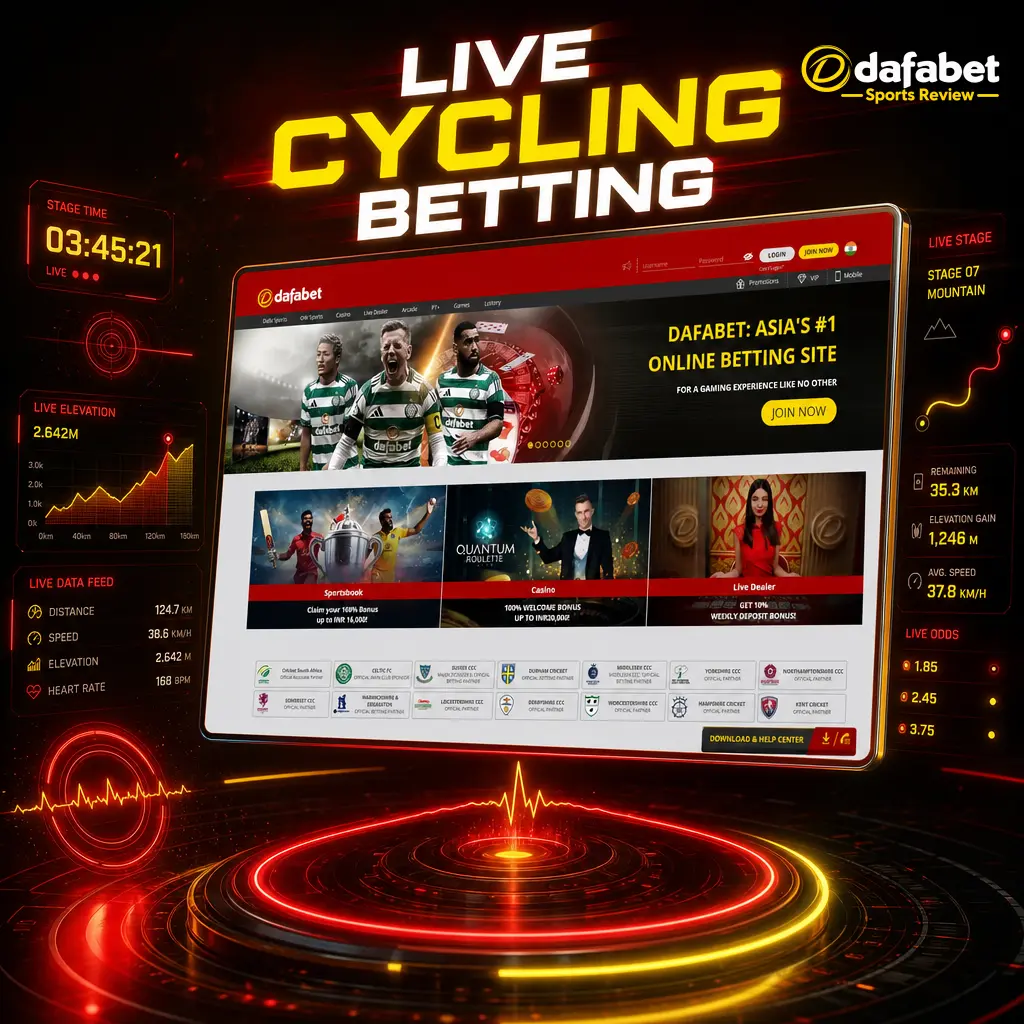 Dafabet live cycling betting: real-time odds on breakaways, time gaps, mountain stages, crosswinds, and Grand Tour race dynamics.