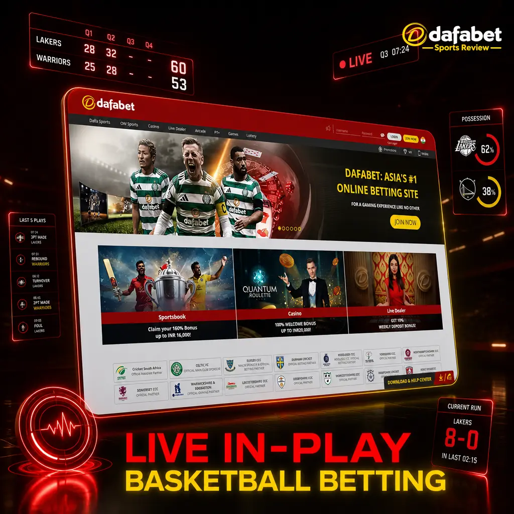 Live in-play basketball betting on Dafabet with real-time odds, stats, and quick bet slip for NBA, EuroLeague, and FIBA matches