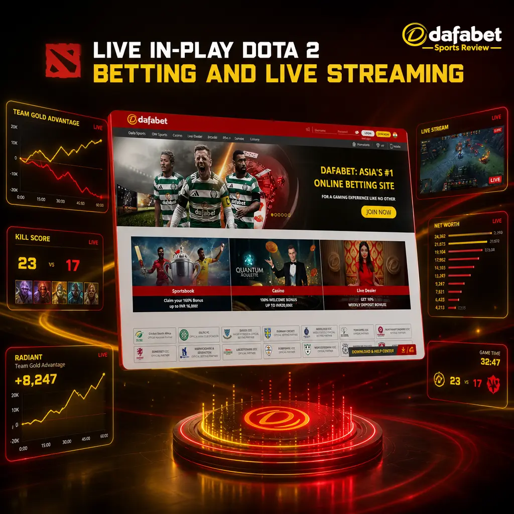 Live in-play Dota 2 betting on Dafabet with real-time odds, live streaming, gold/XP graphs, and cash out options.