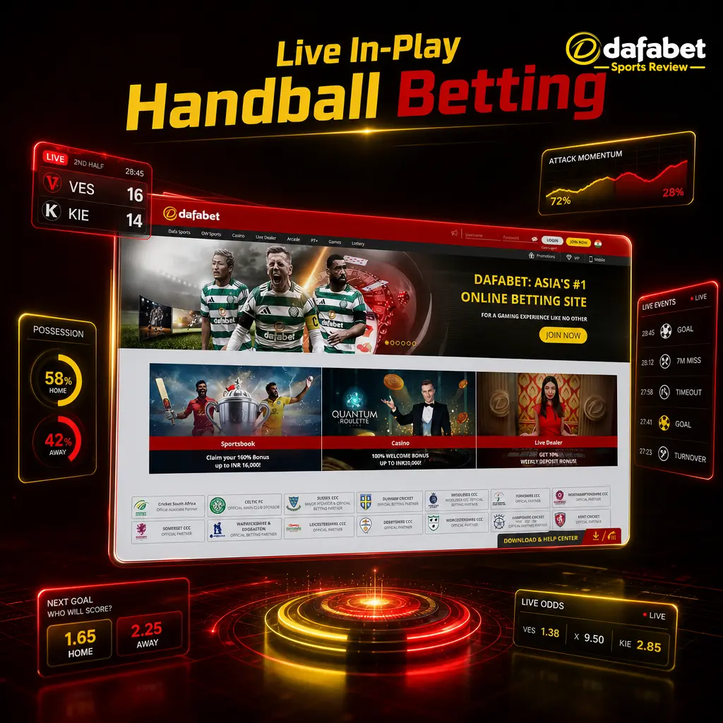 Live in-play handball betting on Dafabet with real-time odds, half-by-half markets, and instant bet slip confirmation.
