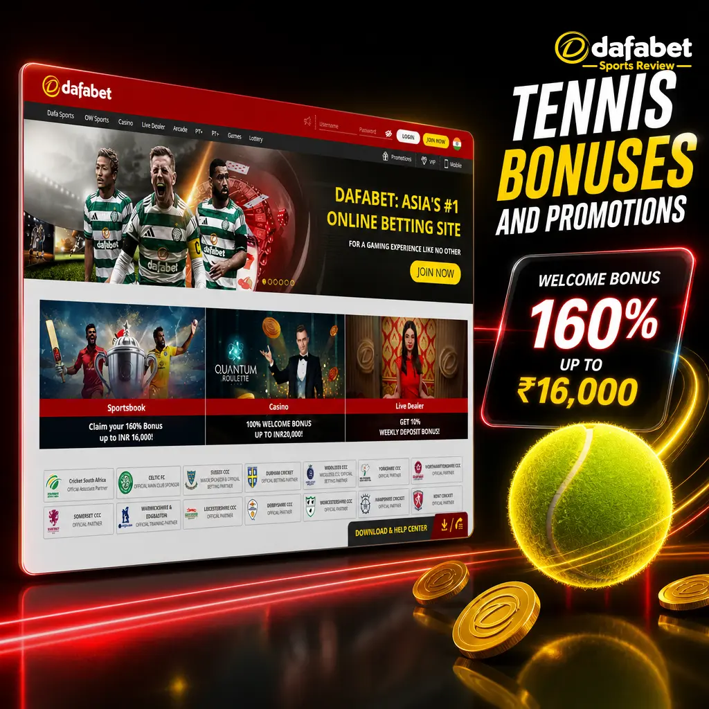 Tennis betting bonuses: 200% deposit bonus up to 20,000 INR, accumulator boosts, and enhanced odds during Grand Slam events.
