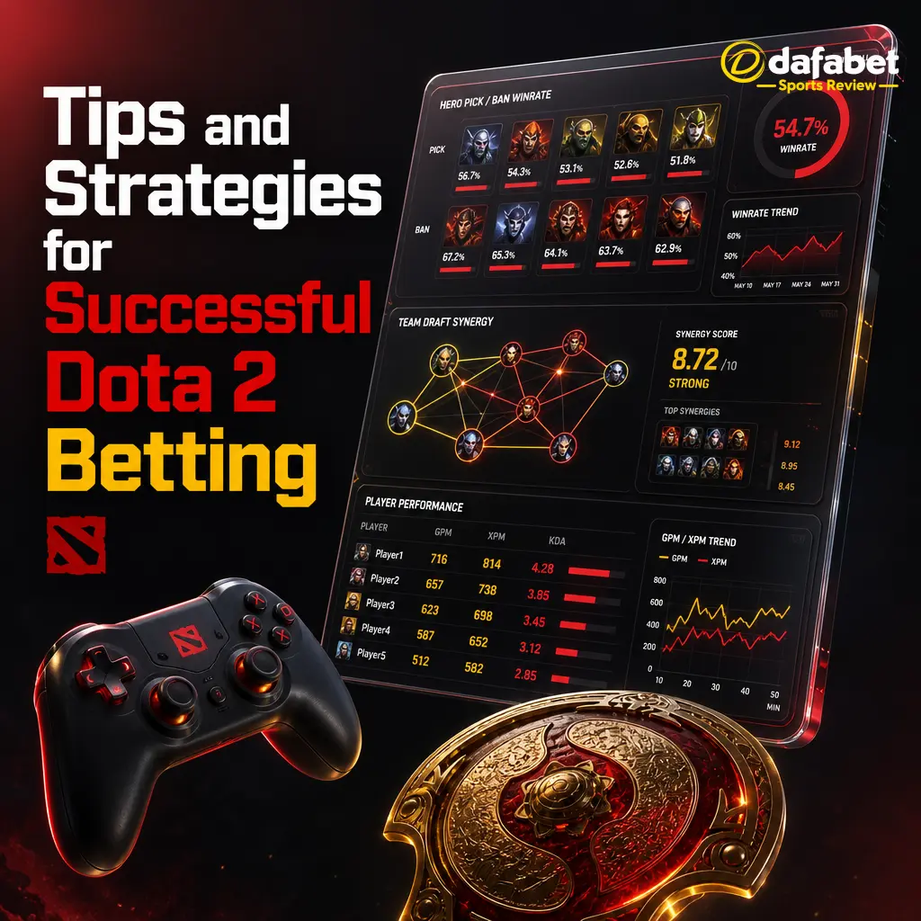 Dota 2 betting strategy guide showing draft analysis, patch meta, player stats, and bankroll management tips