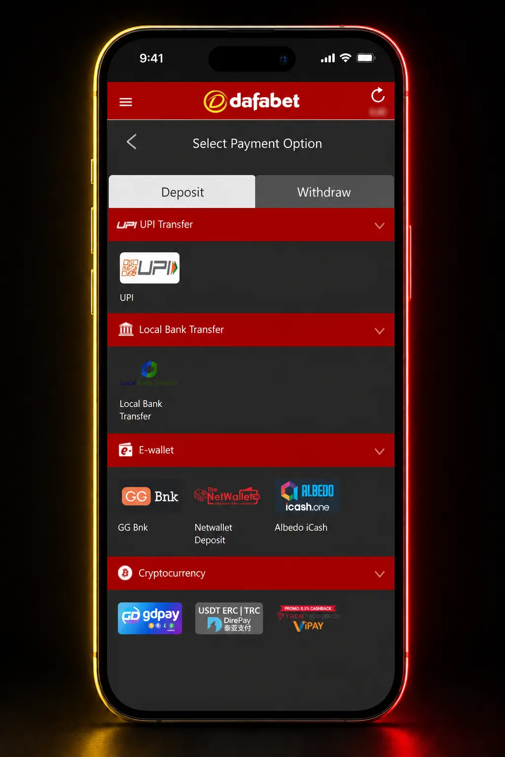 Step-by-step guide showing how to register, deposit, and place an American football bet on Dafabet mobile app