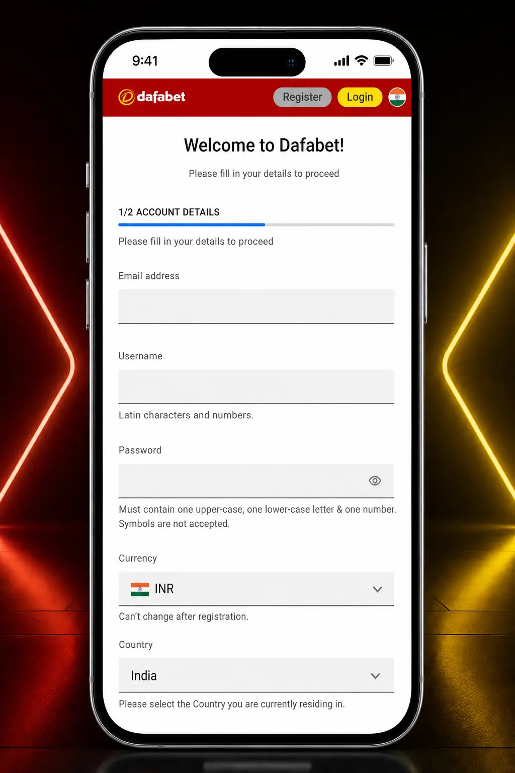 Step-by-step guide showing how to sign up, deposit, and place a bandy bet on Dafabet's mobile app interface.