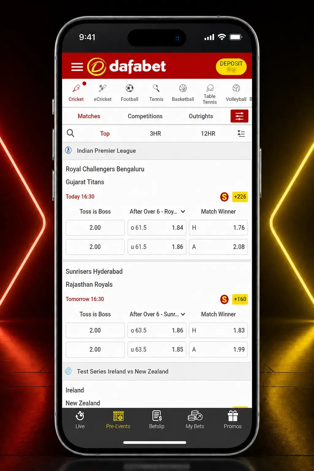Step-by-step guide showing how to sign up, deposit, and place a bandy bet on the Dafabet mobile app