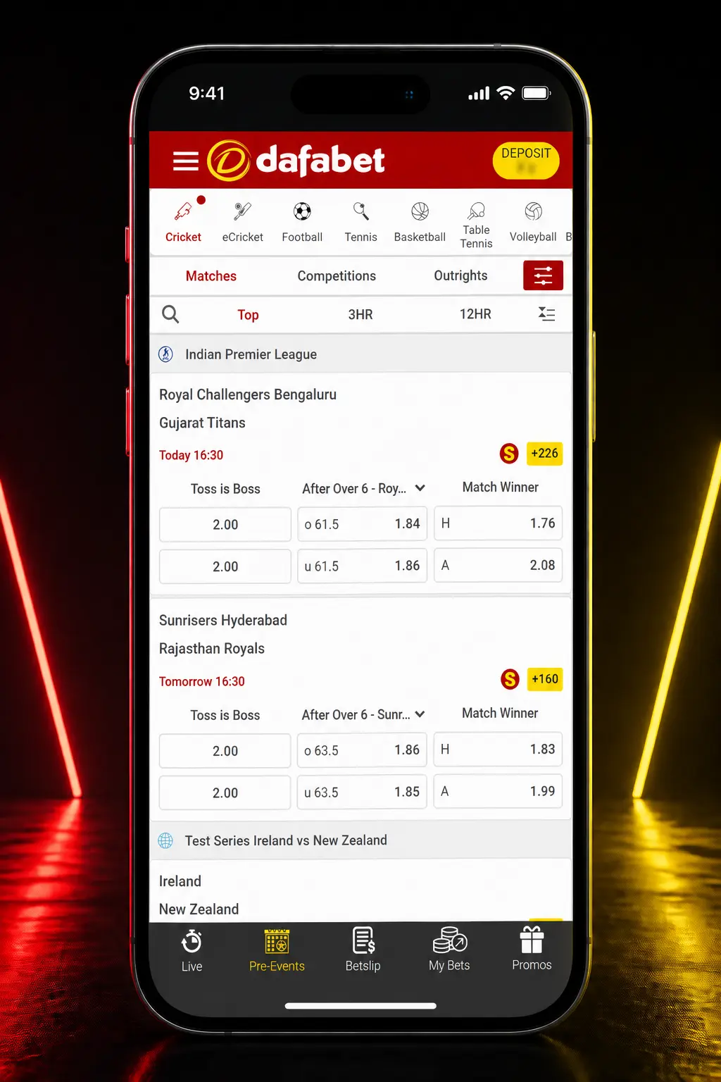 Step-by-step guide showing how to sign up, deposit via UPI, and place a darts bet on Dafabet's Sports tab.