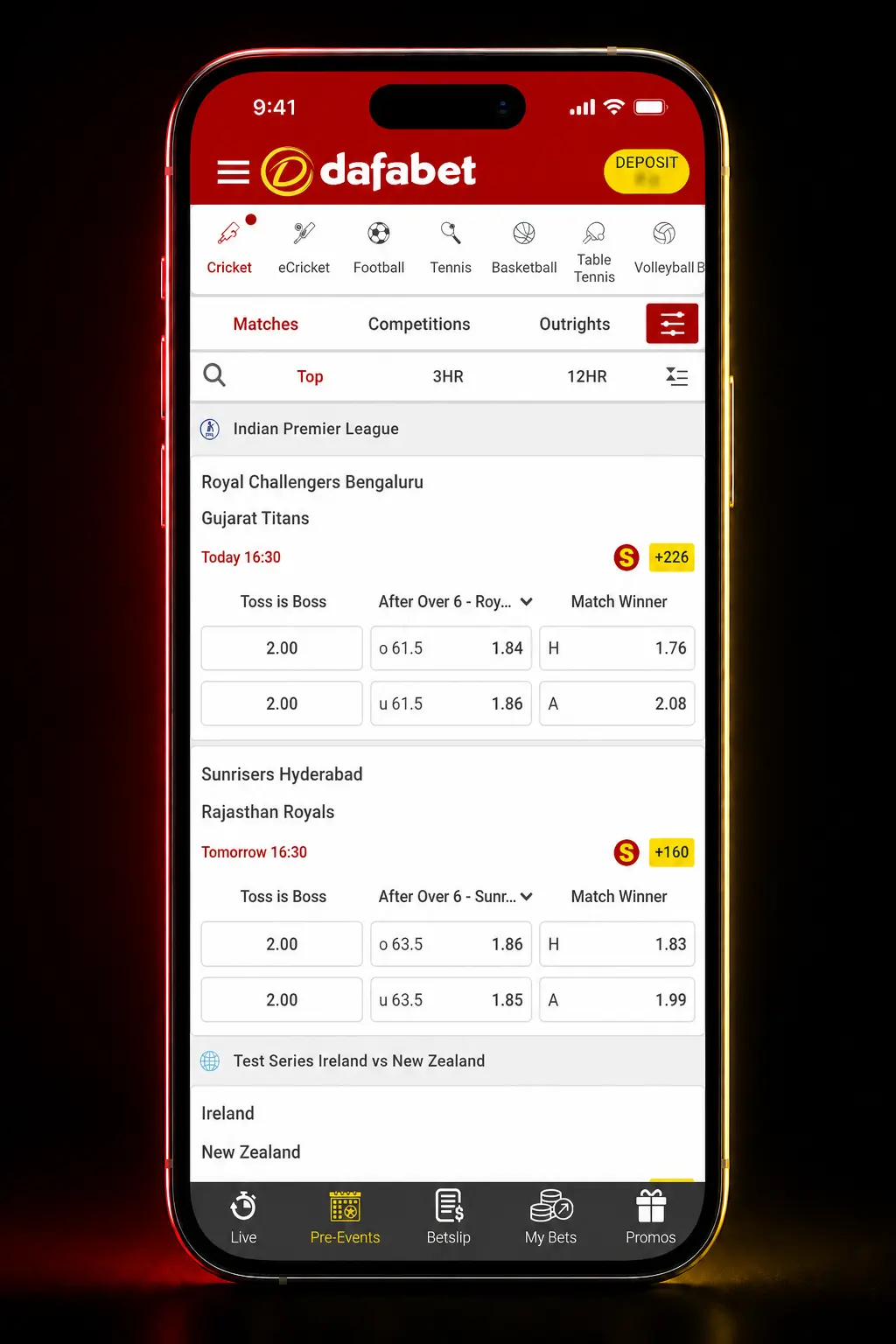 Step-by-step guide showing how to register, deposit, and place a handball bet on the Dafabet website or app.