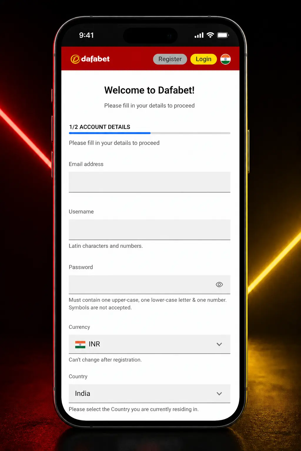Step-by-step guide to registering, depositing, and placing a rugby bet on Dafabet via mobile app.