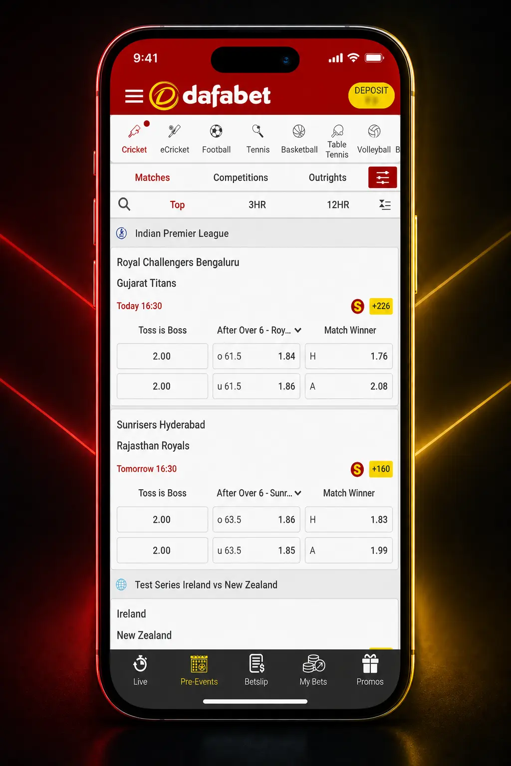 Step-by-step guide showing how to sign up, deposit, and place a tennis bet on Dafabet's mobile app