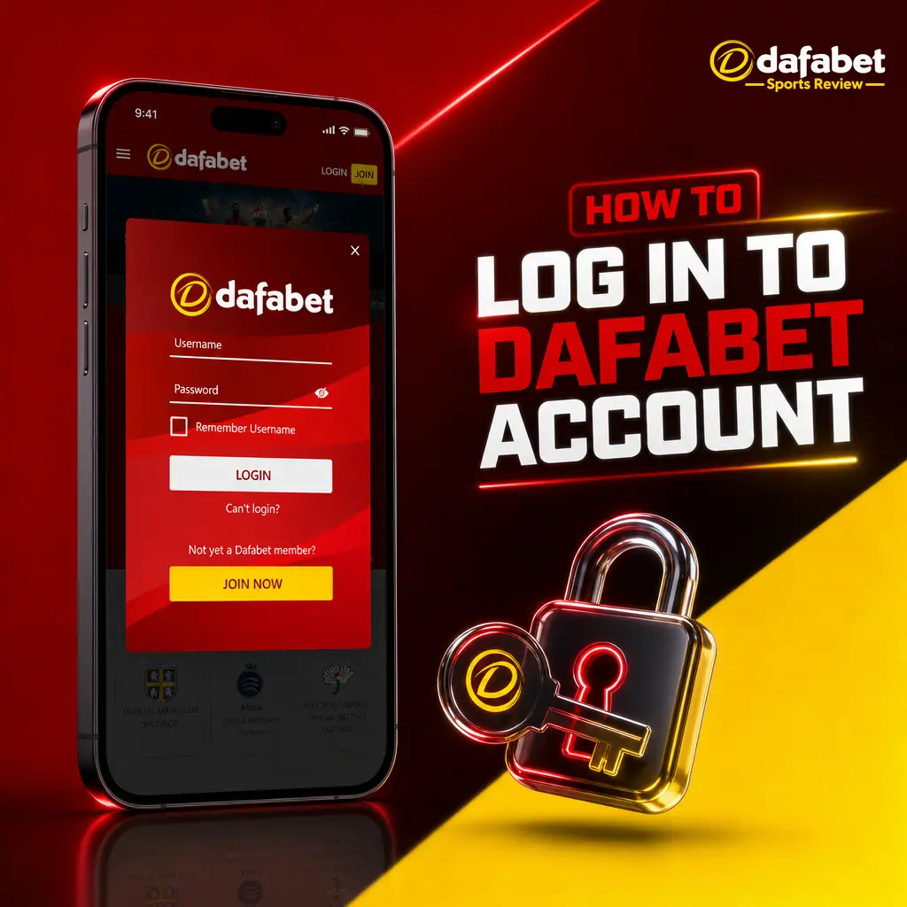 Step-by-step guide showing how to log in to Dafabet account using username and password on the login panel.