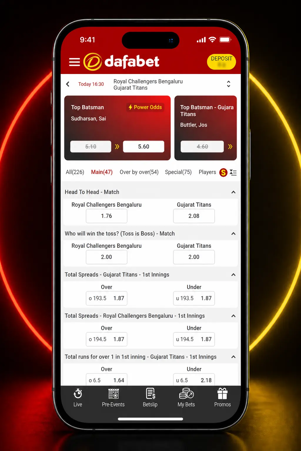 Step-by-step guide to depositing INR and placing a badminton bet on the Dafabet app.
