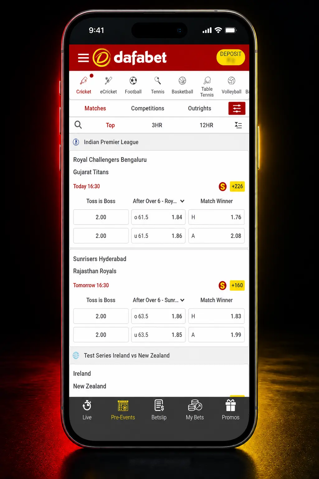 Step-by-step guide to registering, depositing, and placing a golf bet on Dafabet's mobile sports betting app