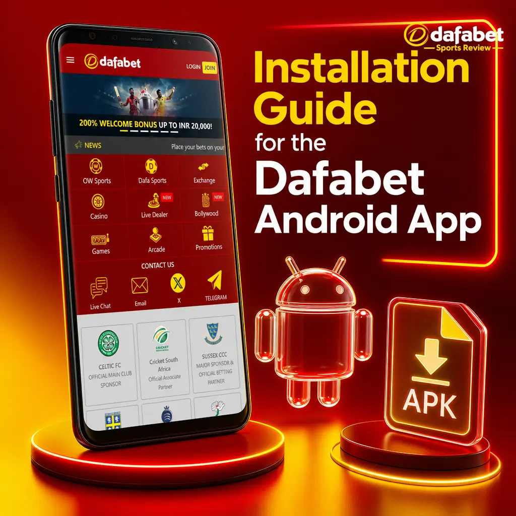 Step-by-step guide showing how to download and install the Dafabet Android APK app on a mobile device.