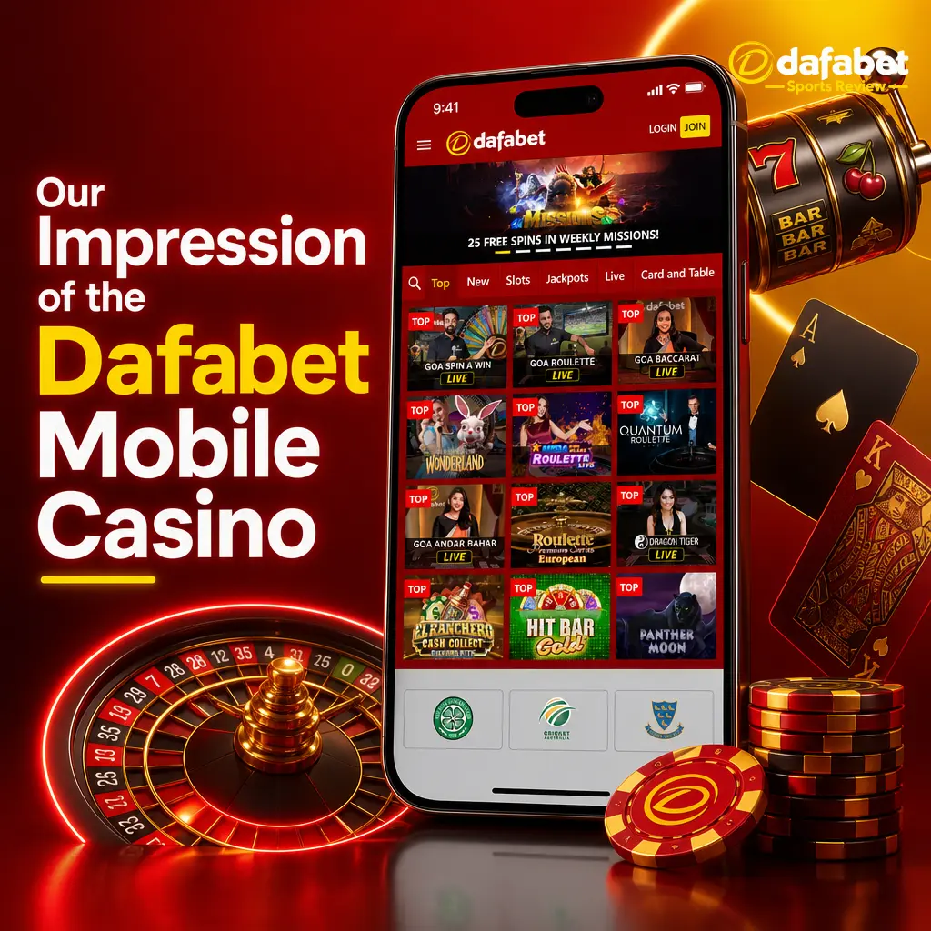 Dafabet mobile casino app screen showing game categories like slots, live casino, table games, and Teen Patti
